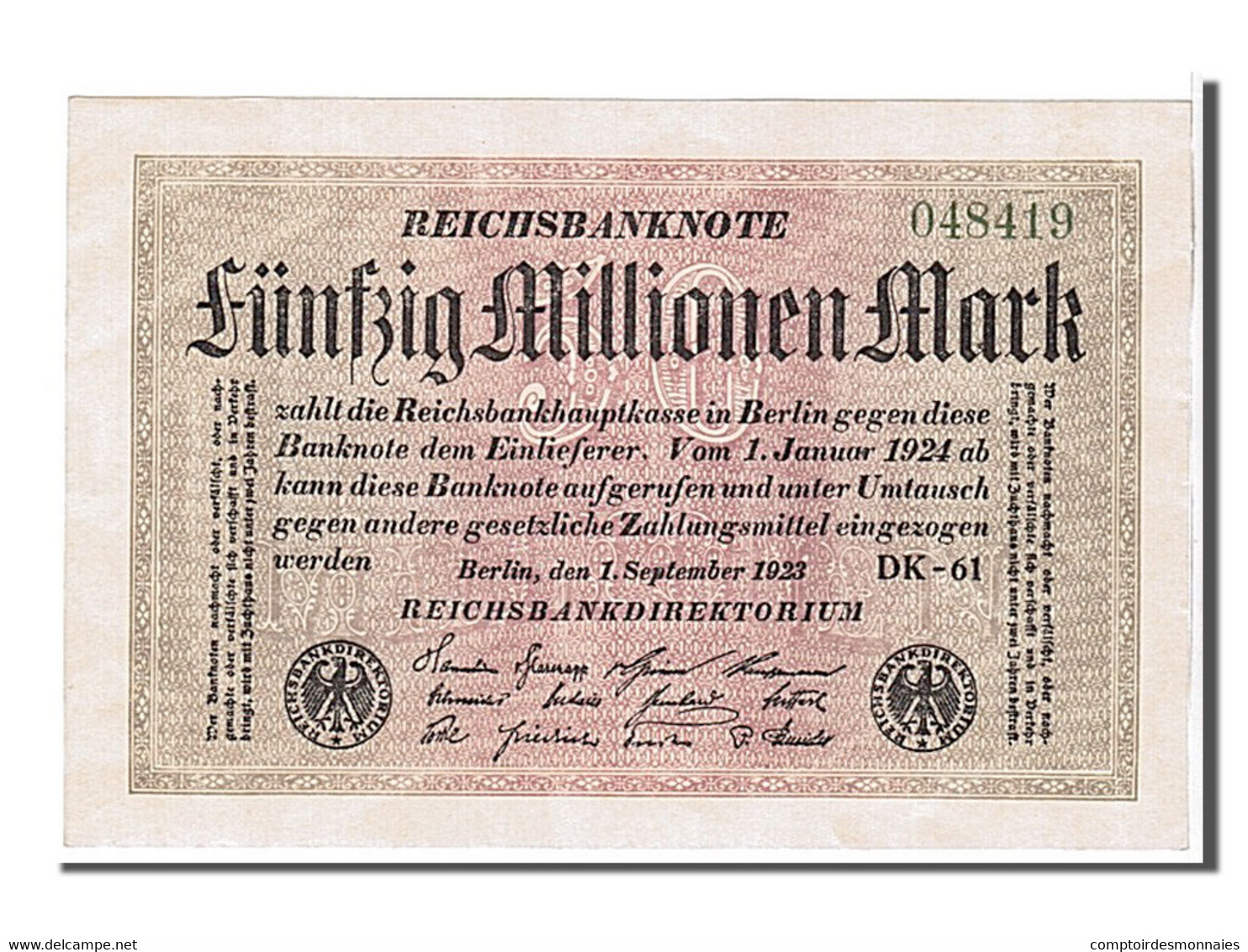 Billet, Allemagne, 50 Millionen Mark, 1923, SPL - 50 Mio. Mark