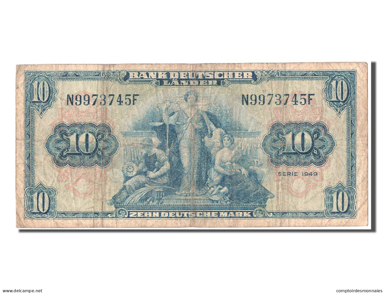 Billet, République Fédérale Allemande, 10 Deutsche Mark, 1949, 1949-08-22, TB - 10 Deutsche Mark