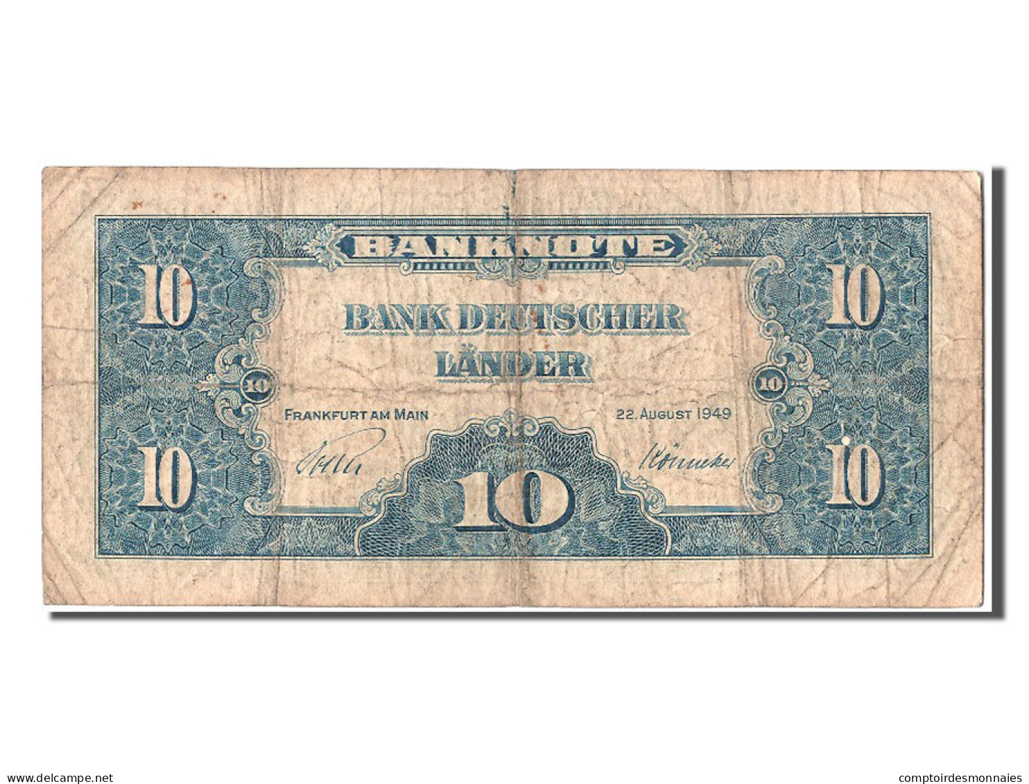 Billet, République Fédérale Allemande, 10 Deutsche Mark, 1949, 1949-08-22, TB - 10 Deutsche Mark