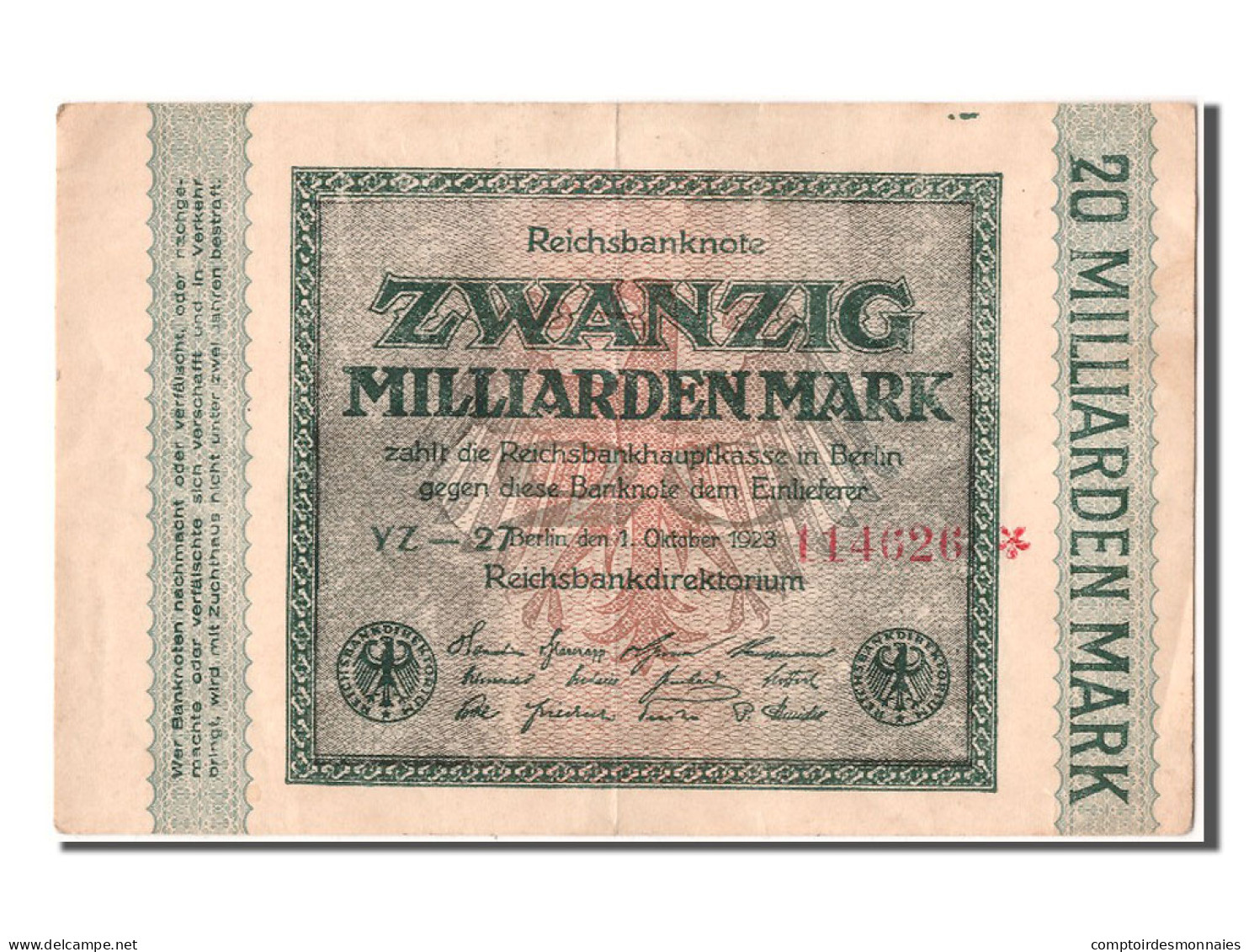 Billet, Allemagne, 20 Milliarden Mark, 1923, 1923-10-01, SUP+ - 20 Mrd. Mark