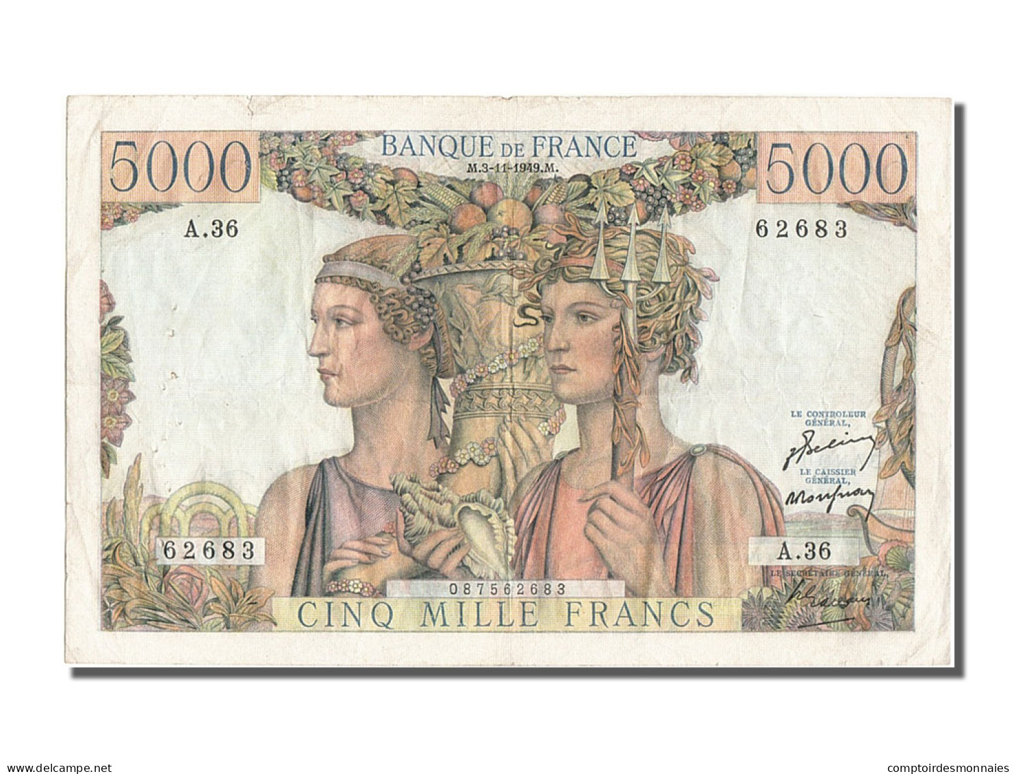 Billet, France, 5000 Francs, 5 000 F 1949-1957 ''Terre Et Mer'', 1949 - 5 000 F 1949-1957 ''Terre Et Mer''