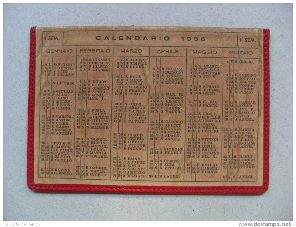 Calendario/calendarietto Porta Foglietti In Pelle 1956 - Formato Grande : 1941-60