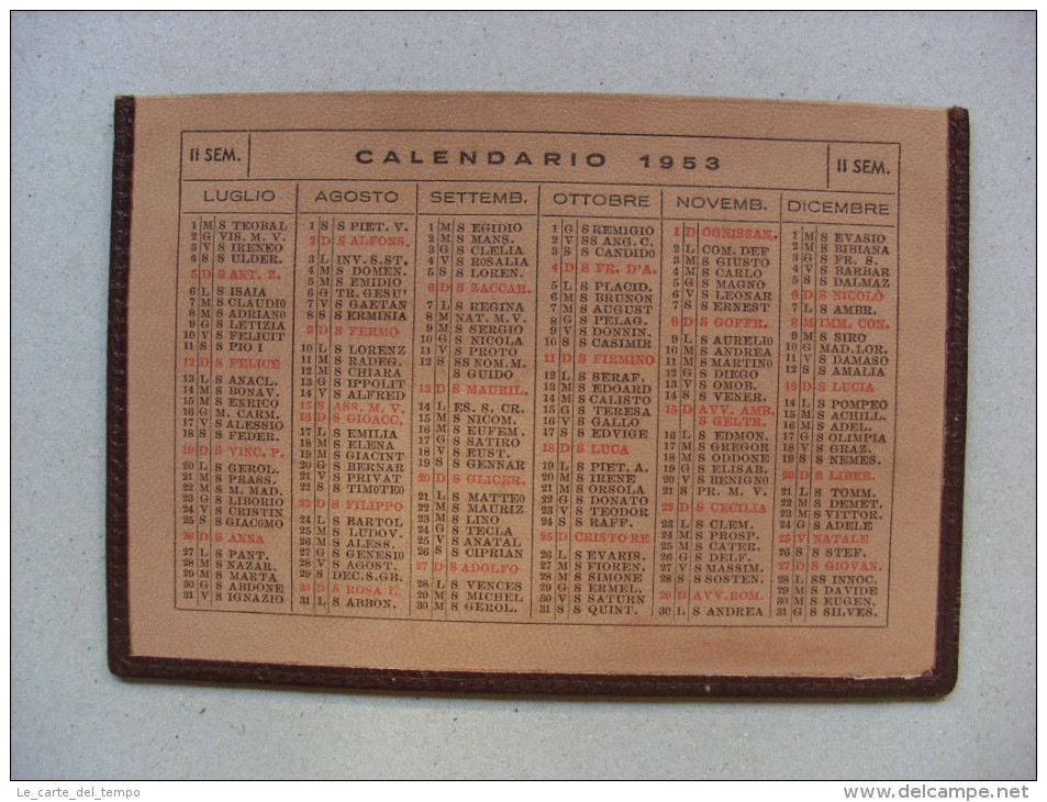 Calendario/calendarietto Porta Foglietti In Pelle 1953 - Formato Grande : 1941-60