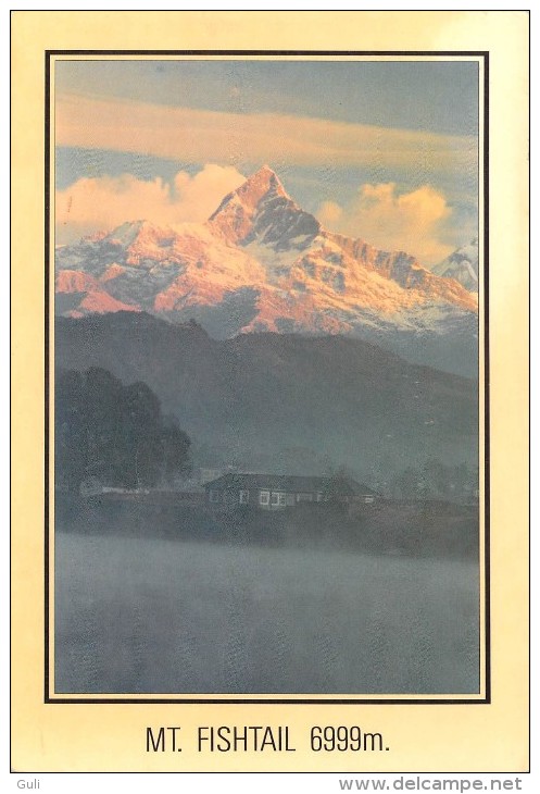 Asie -NEPAL Mt FISHTAIL Pewa Tal And Machapuchare Himalaya  Temple- Timbre Stamp  "NEPAL " (montagne Mountain)*PRIX FIXE - Nepal