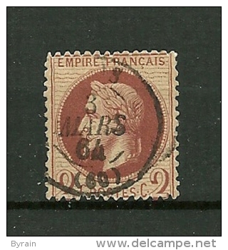 FRANCE  1863/1870     N° 26Aa     Napoléon III Lauré  ( Chocolat )     Oblitéré - 1863-1870 Napoléon III Lauré