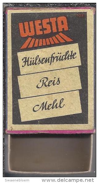 Luciferdoosje.- WESTA - Hülsenfrüchte Reis Mehl.  - Boite D'allumettes, Matchbox, Matches. 2 Scans - Zündholzschachteln