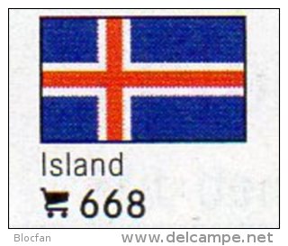 6 Coins + Flaggen-Sticker In Farbe Island 7€ Zur Kennzeichnung Von Alben Karten/Sammlungen LINDNER #668 Flags Of Isle EU - Islandia