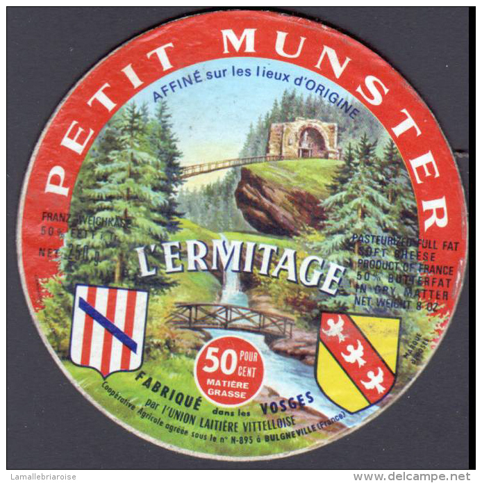 ETIQUETTE DE FROMAGE - PETIT MUNSTER - ECUSSON HERALDIQUE - VOSGES BULGNEVILLE - Fromage