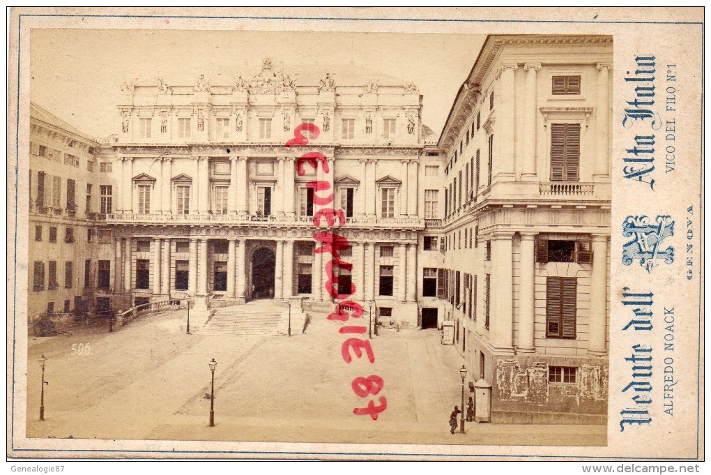 ITALIE- ITALIA- GENOVA  - PHOTO  PAPIER ALBUMINE SUR CARTON EPAIS- ALFREDO NOACK -VICO DEL FILO N°1 - Antiche (ante 1900)