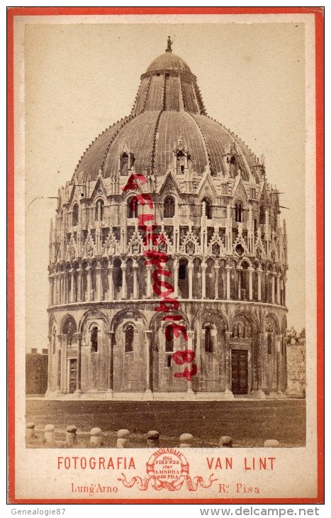 ITALIE-ITALIA- RARE PHOTO SUR CARTON EPAIS - FOTOGRAFIA VAN LINT LUNG ARNO R° PISA - Anciennes (Av. 1900)
