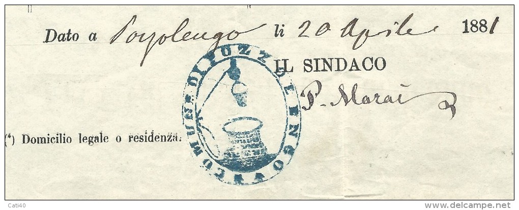 1881 POZZOLENGO  + BARRE  SU FRANCOBOLLO DI STATO SOPRASTAMPATO 2/0,02 - LETTERA COMPLETA  PER COMO - Marcophilie