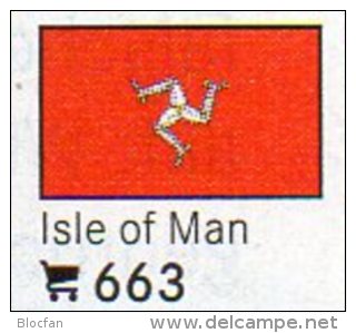 6 Coins+Flaggen-Sticker In Farbe Isle Of Man UK 7€ Kennzeichnung An Alben Karten/Sammlung LINDNER #663 Flag Island Of GB - Isle Of Man