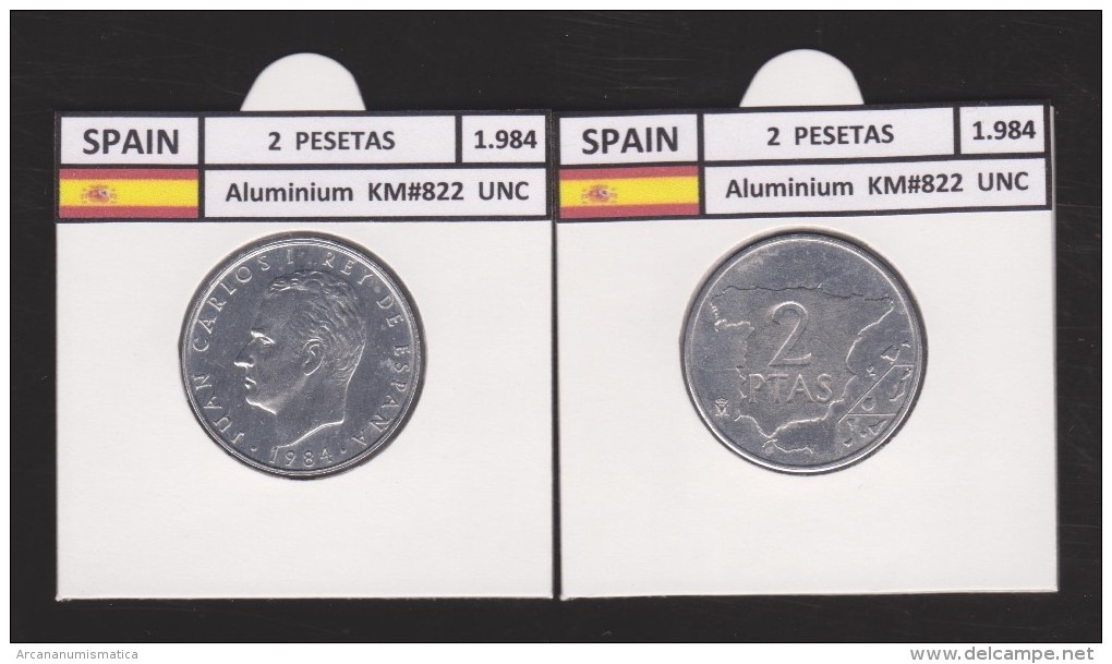 SPAIN /JUAN CARLOS I    2  PESETAS  1.984   Aluminium  KM#822   UNCIRCULATED  T-DL-9386 - 2 Pesetas