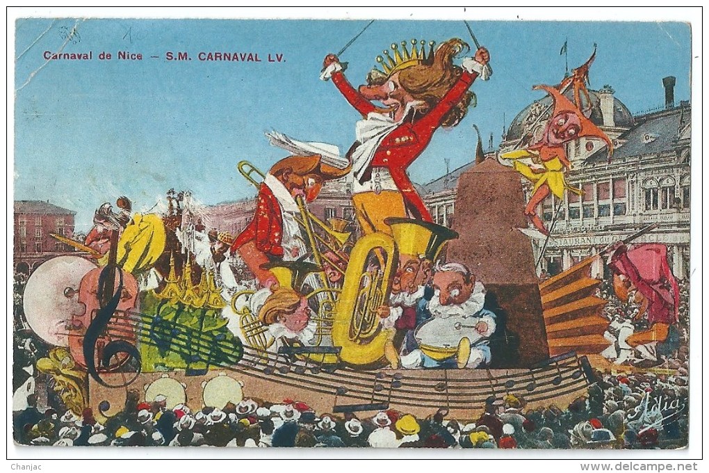 Cpa: 06 NICE Carnaval, S.M. Carnaval  LV  (Char De La Musique)  1933 - Carnival