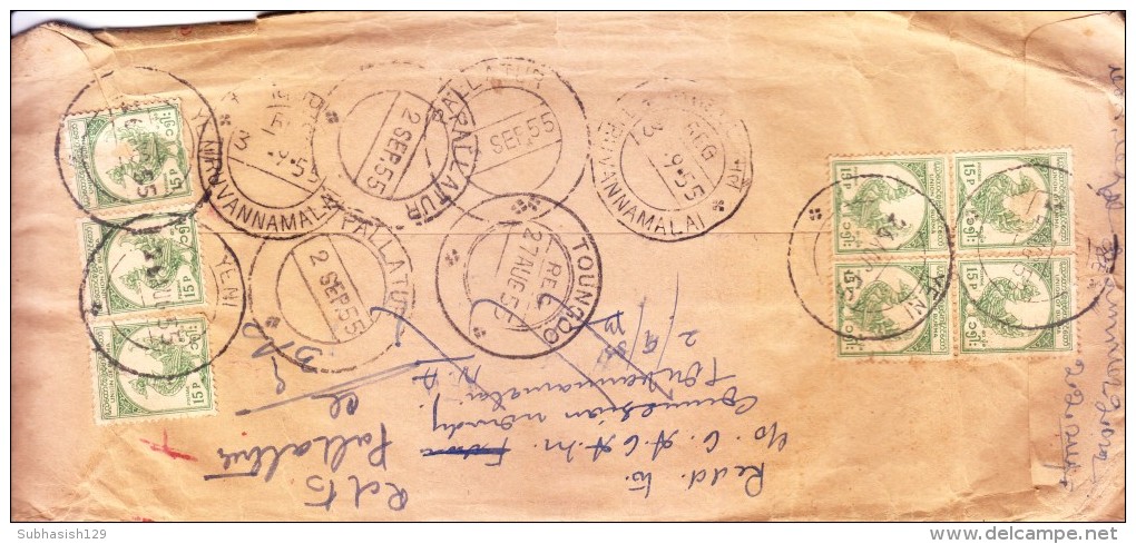 Burma 1955 Registered Airmail Cover To India-with Different Route Markings - Myanmar (Burma 1948-...)