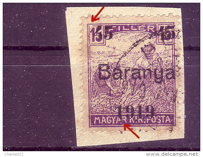 HARVESTERS-45 ON 15 FIL-OVERPRINT-BARANYA-ERROR-YUGOSLAVIA-HUNGARY-1919 - Baranya