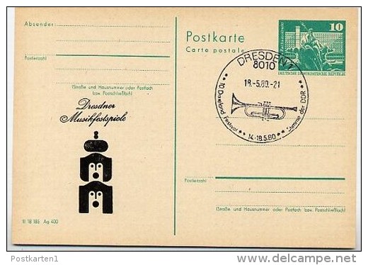 DDR P79-17b-80 C115-b Postkarte ZUDRUCK Musikfestspiele Dresden Sost. Trompete 1980 - Privé Postkaarten - Gebruikt