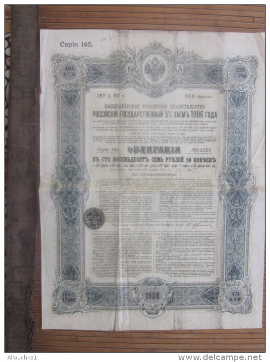 Vieux Papiers > Actions & Titres > Thèmes > Russia/Russie Rare Emprunt De L´Etat Russe 1906 Obligation - Russland