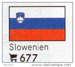 6 Coins+Flaggen-Sticker In Farbe Slowenien 7€ Zur Kennzeichnung An Alben Karten/Sammlung LINDNER #677 Flags Of SLOWENIJA - Slovénie