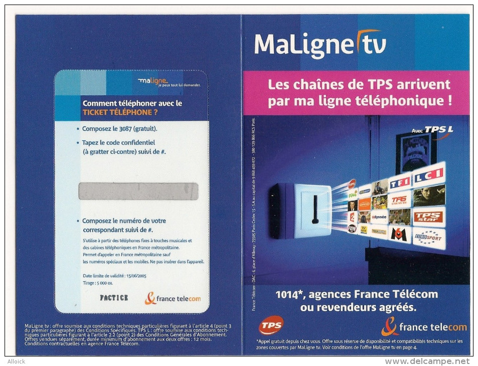 Ticket  Non Référencé  -  NEUF  Dans Son Encart  -     MaLigne Tv    -      5mn  -  Factice - Faible Tirage - Tickets FT