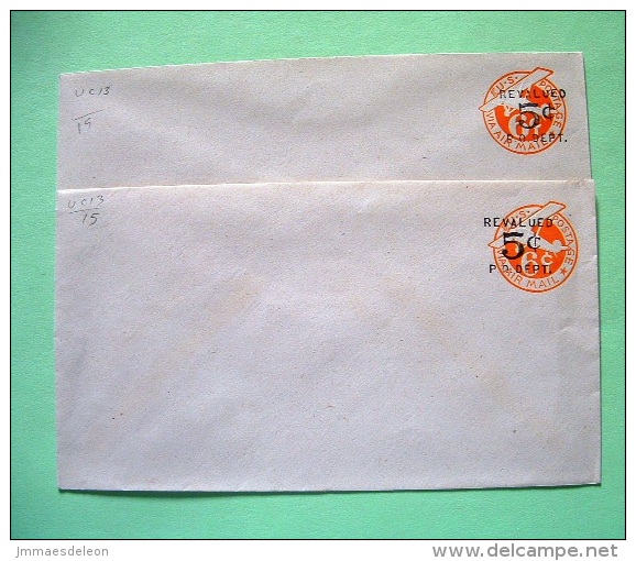 USA 1946 Two Stationery Stamped Cover - 5c On 6c Plane - Thin And Fat "6"c - 1941-60