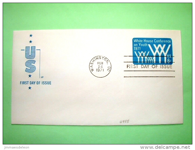 USA 1971 FDC Stationery Stamped Cover - Washington - 6c - White House Conference On Youth - 1961-80