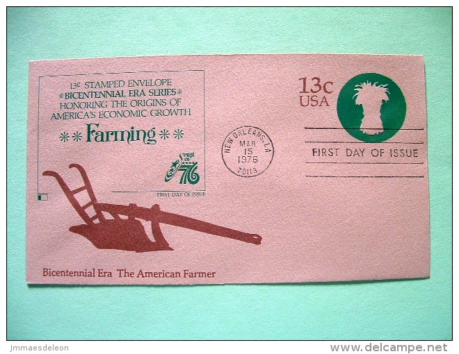 USA 1975 FDC Stationery Stamped Cover - New Orleans - 13c - Plowing Agriculture Wheat Harvest - 1961-80