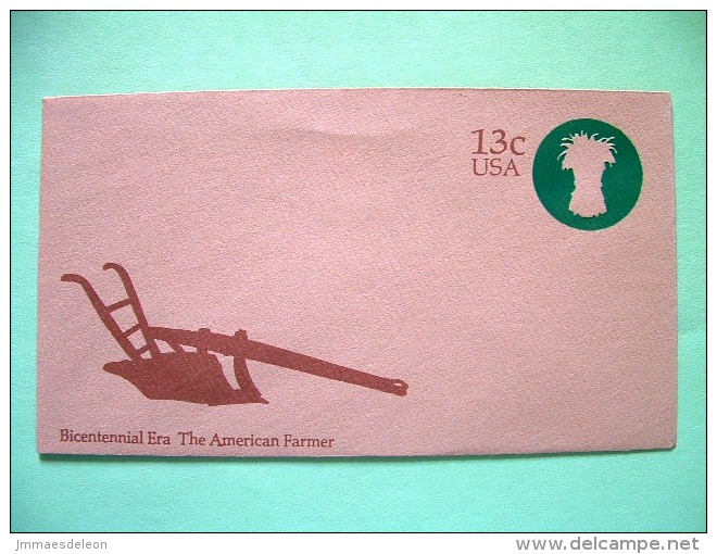 USA 1975 Stationery Stamped Cover - 13c - Plowing Agriculture Wheat Harvest - 1961-80