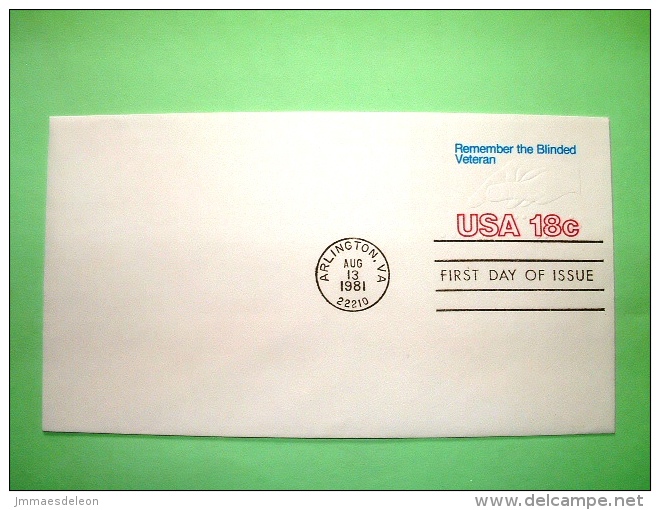 USA 1981 FDC Stationery Stamped Cover - Washington - Remeber The Blinded Veteran - Blind - Embossed Hand Reading - 1981-00