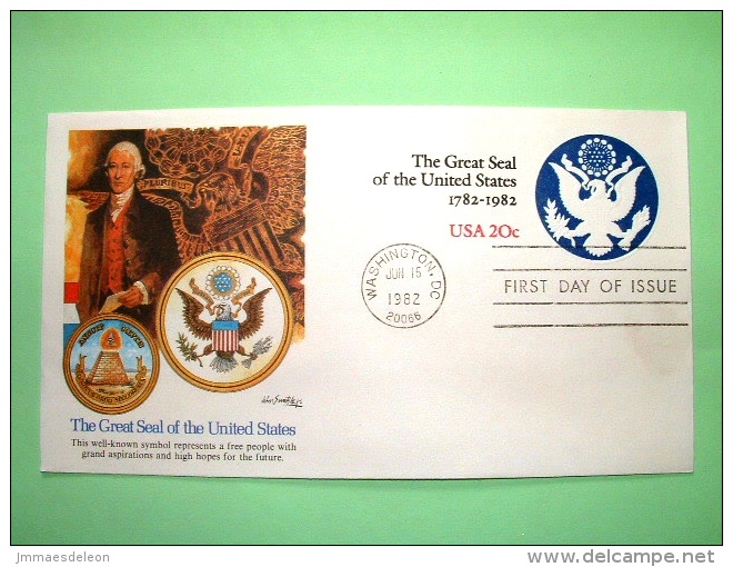 USA 1982 FDC Official Stationery Stamped Cover - Washington - 20c - Eagle - Great Seal - 1981-00