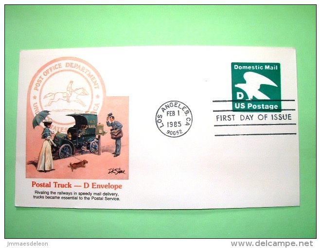 USA 1985 FDC Stationery Stamped Cover - Los Angeles - D Domestic Mail - Eagle - Postal Truck Car Woman Dog Horse - 1981-00