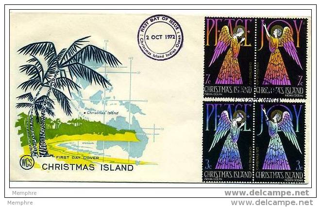 CHRISTMAS IS.  1972 FDC  Christmas Issue Angels  SG 53a And 55a - Christmas Island