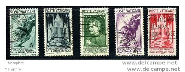VATICAN 1936  Exposition De La Presse Catholique  5 Valeurs Oblit Y Compris Le 75 Cent. Sass 47-51 Mi Nr 51-5 - Used Stamps