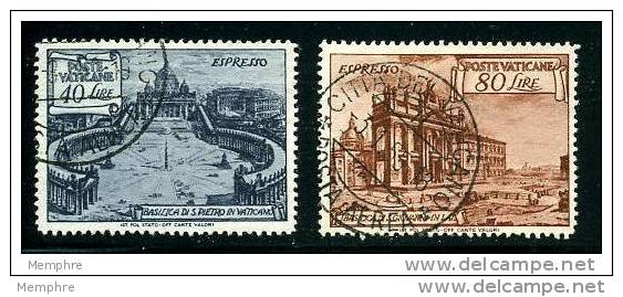 VATICAN 1949  Série Des Basiliques Timbres &laquo;Par Exprès&raquo; Perf 13,25 X 14 Sass E11/I - 12/I Mi Nr 159-60C - Urgente