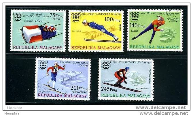 Madagascar  Bobsleigh, Ski, Patin  Scott No 538-40 Et C149-50  Oblitérés - Invierno 1964: Innsbruck