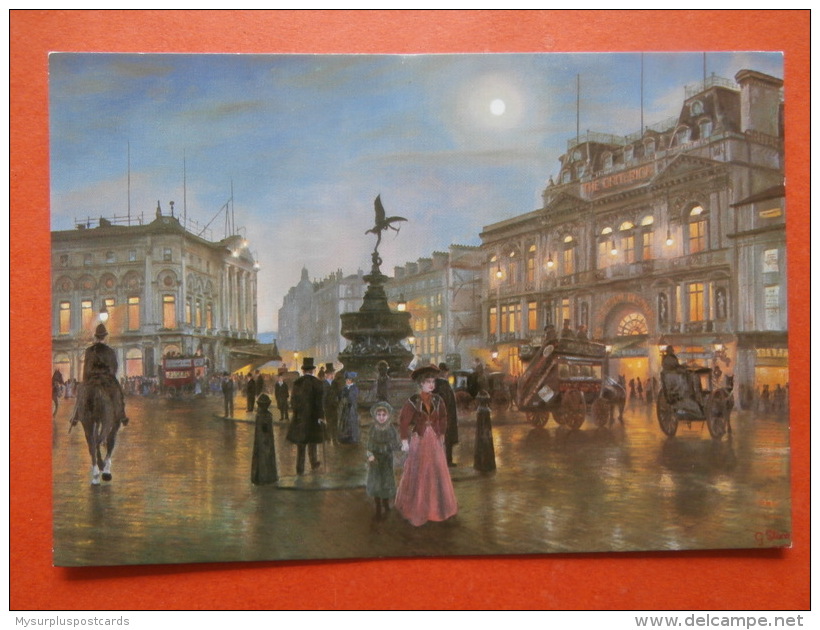 31477 PC: PAINTINGS: MEDICI SOCIETY: Piccaddilly Circus,c.1895 Painted In 1977  By Geoffrey Stone. - Paintings
