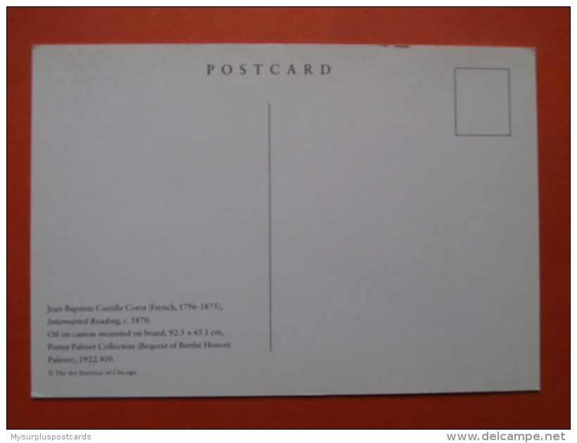 31493 PC: PAINTINGS: Interrupted Reading, C. 1870 By Jean-Baptiste Camille Corot (French, 1796-1875). Oil On Canvas. - Paintings