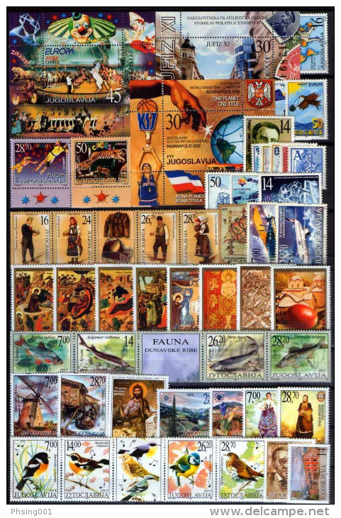 Yugoslavia 2002 Europa Circus, Fishes, Airplanes, Birds, Costumes, Salt Lake City USA, Complete Year, MNH - Años Completos