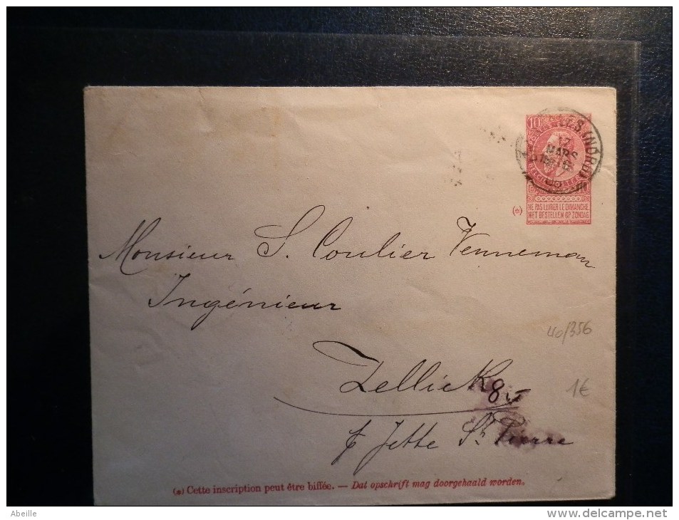 40/356   10C ROUGE OBL.  BRUX.  NORD - Enveloppes-lettres