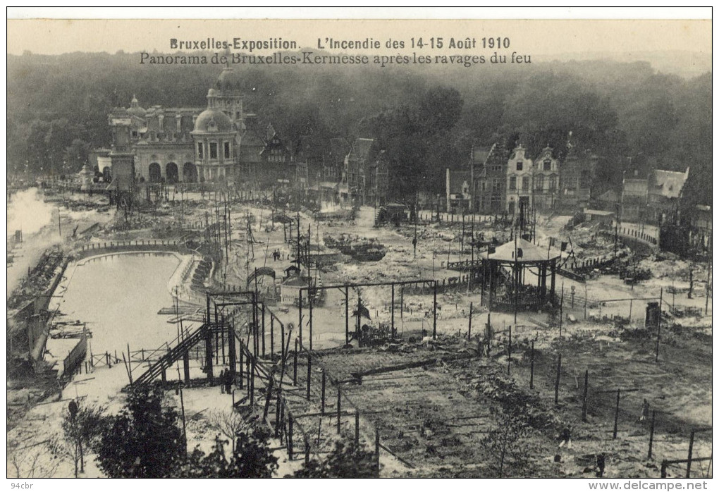 CPA (belgique)BRUXELLES Exposition L Incendie Des 14-15 Aout 1910  Kermesse Apres Les Ravages Du Feu - Universal Exhibitions