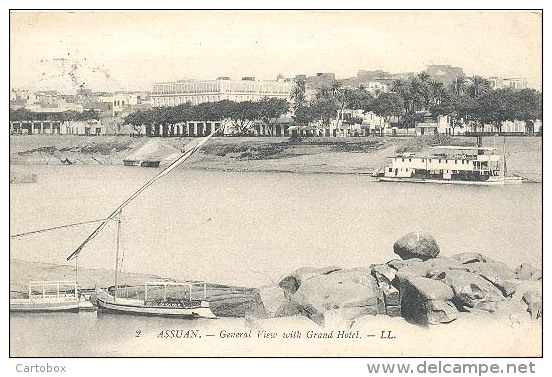 Aswan (Assuan / Asswan), .General View With Grand Hotel  - L.L.   (2 X Scan) - Aswan