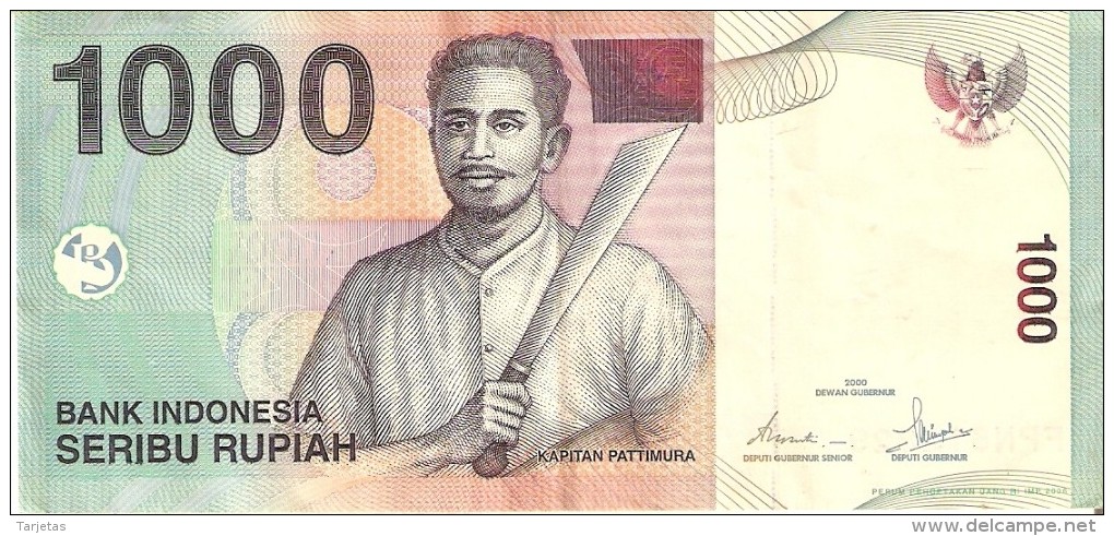 BILLETE DE INDONESIA DE 1000 RUPIAH DEL AÑO 2000  (BANKNOTE) - Indonesia