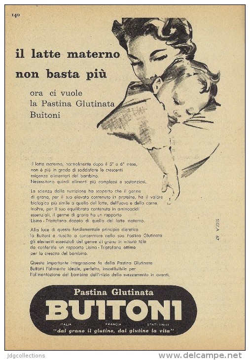 # PASTA BUITONI 1950s Advert Pubblicità Publicitè Publicidad Reklame Food Alimentation Alimentos Lebensmittel - Poster & Plakate