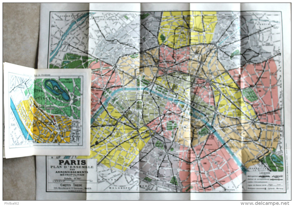 Plan-guide De Paris Taride 1964. Métro, Bus. Répertoire Des Rues, Lignes De Métro, Plan Des Arrondissements..., - Europe