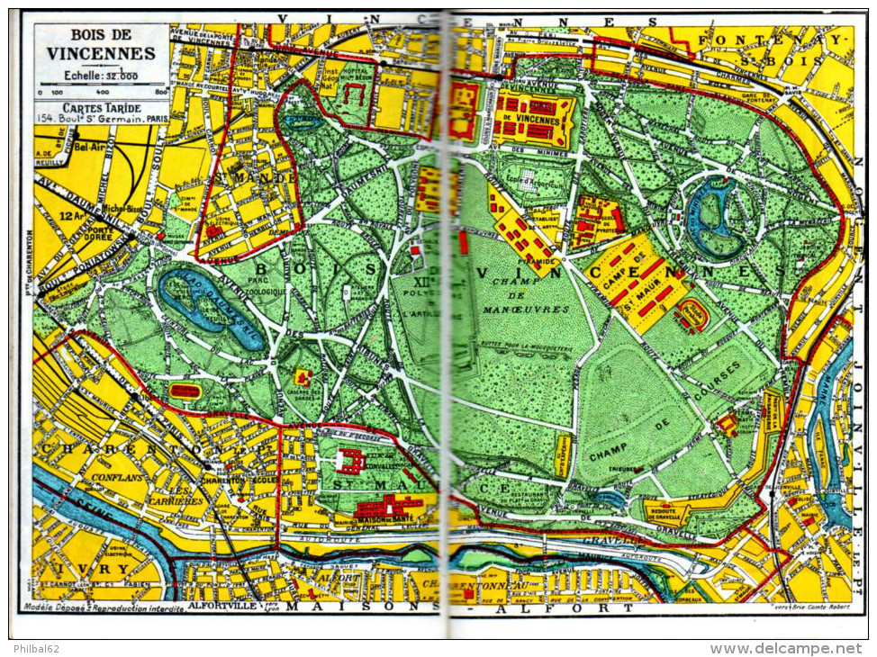 Plan-guide de Paris Taride 1964. Métro, bus. Répertoire des rues, lignes de métro, plan des arrondissements...,