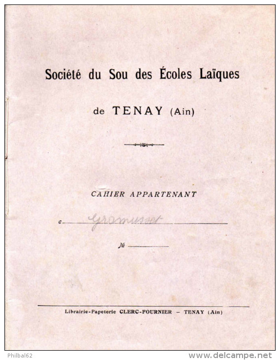 Cahier De Devoirs D´écolier 1930, Tenay, Ain. Français, Calcul (problèmes), Sciences. Du 17/06/1930 Au 29/07/1930 - Autres & Non Classés