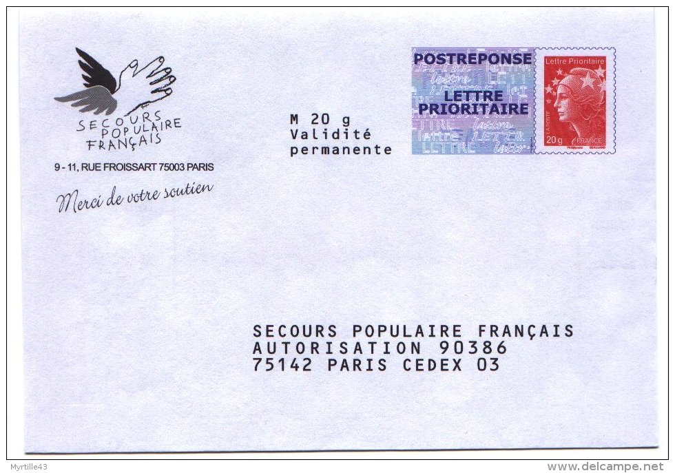 PAP Réponse Secours Populaire Francais - Neuf - 12P357 - PAP: Antwort/Beaujard