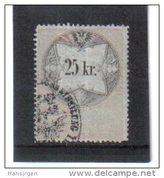 SOS656 STEMPELMARKEN FISKALMARKEN ÖSTERREICH 1859/64 25 KREUZER STEMPEL ENTWERTET - Revenue Stamps