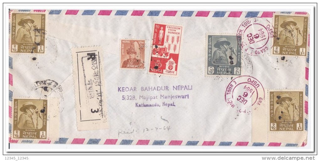 Nepal Envelope Registered Airmail To Maichigan U.S.A. - Nepal