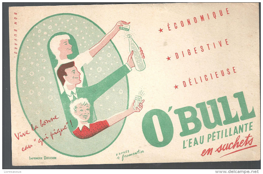 Buvard. O´BULL L´eau Pétillantes En Sachets - Limonades